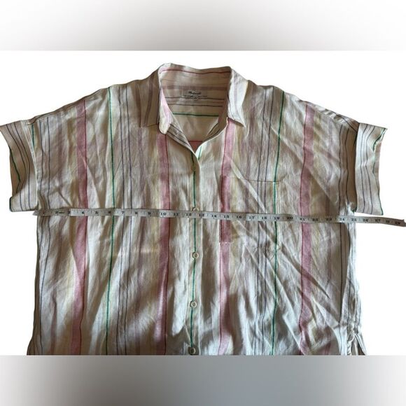 Madewell Linen-Blend Daily Shirt in Rainbow Striped Women’s Size Small - Picture 6 of 11